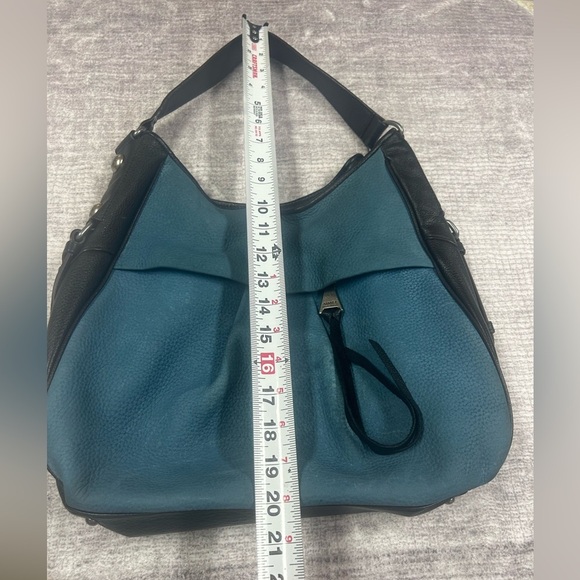 AIMEE KESTENBERG Blue Nubuck & Black Leather High Riser Hobo Medium Shoulder Bag - Picture 6 of 9